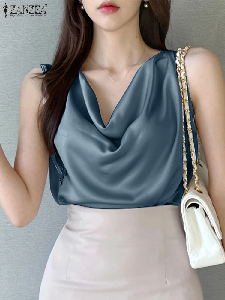 ZANZEA Elegant Satin Tank Tops 2025 Women Fashion Korean Style Cowl Neck Sleeveless Tank Party Sexy Casual Tank Office Top
ZANZEA Elegant Satin Tank Tops 2025 Women Fashion Korean Style Cowl Neck Sleeveless Tank Party Sexy Casual Tank Office Top