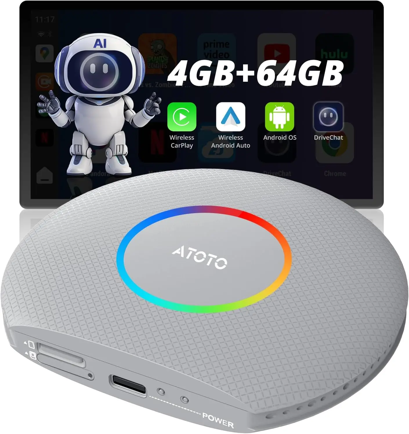 CB6 CarPlay и Android AI Box, беспроводной адаптер CarPlay/Android Auto, Smart Car Hub с AI DriveChat, GPS Track, 4G LTE, 4G+64 ГБ
CB6 CarPlay и Android AI Box, беспроводной адаптер CarPlay/Android Auto, Smart Car Hub с AI DriveChat, GPS Track, 4G LTE, 4G+64 ГБ