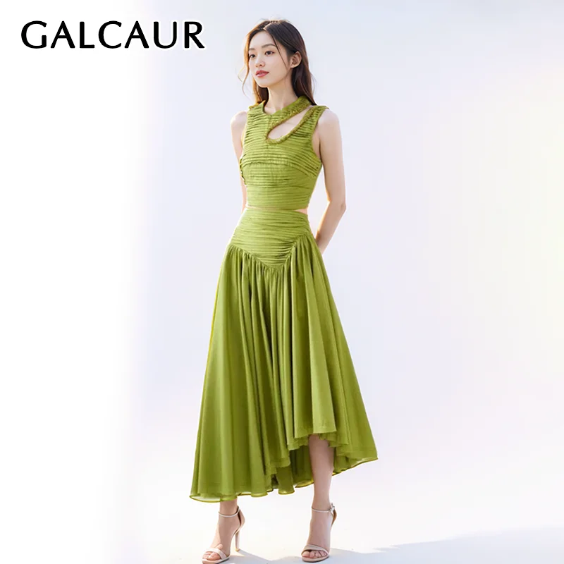 GALCAUR Minimalist Two Piece Sets For Women O Neck Sleeveless Hollow Out Tops High Waist Pleated Midi Skirt Solid Set Female New
GALCAUR Minimalist Two Piece Sets For Women O Neck Sleeveless Hollow Out Tops High Waist Pleated Midi Skirt Solid Set Female New