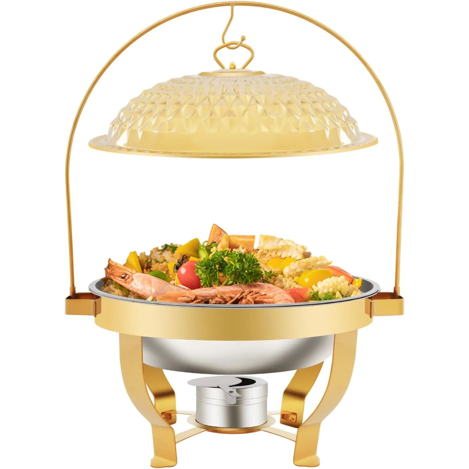 Chafing Dishes for Buffet Set, 6L/ 6.3Qt Buffet Server & Warmer Set, Gold Round Stainless Steel Hanging Lid Dining Stove with Diamond Top Lid for Wedding Catering Parties Hotels Restaurants
Chafing Dishes for Buffet Set, 6L/ 6.3Qt Buffet Server & Warmer Set, Gold Round Stainless Steel Hanging Lid Dining Stove with Diamond Top Lid for Wedding Catering Parties Hotels Restaurants