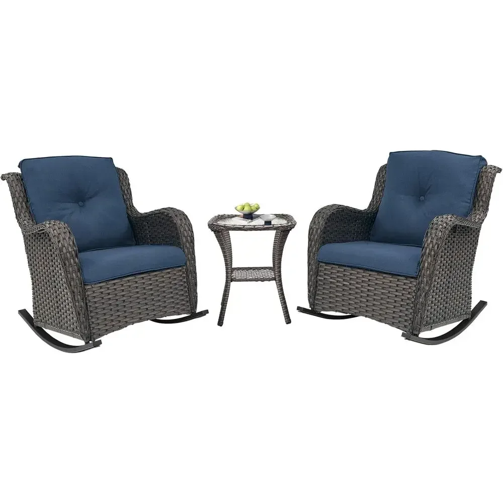 All-Weather Wicker Outdoor Rocking Chairs Set of 2 with Side Table, Brown Patio Balcony Garden Furniture
All-Weather Wicker Outdoor Rocking Chairs Set of 2 with Side Table, Brown Patio Balcony Garden Furniture