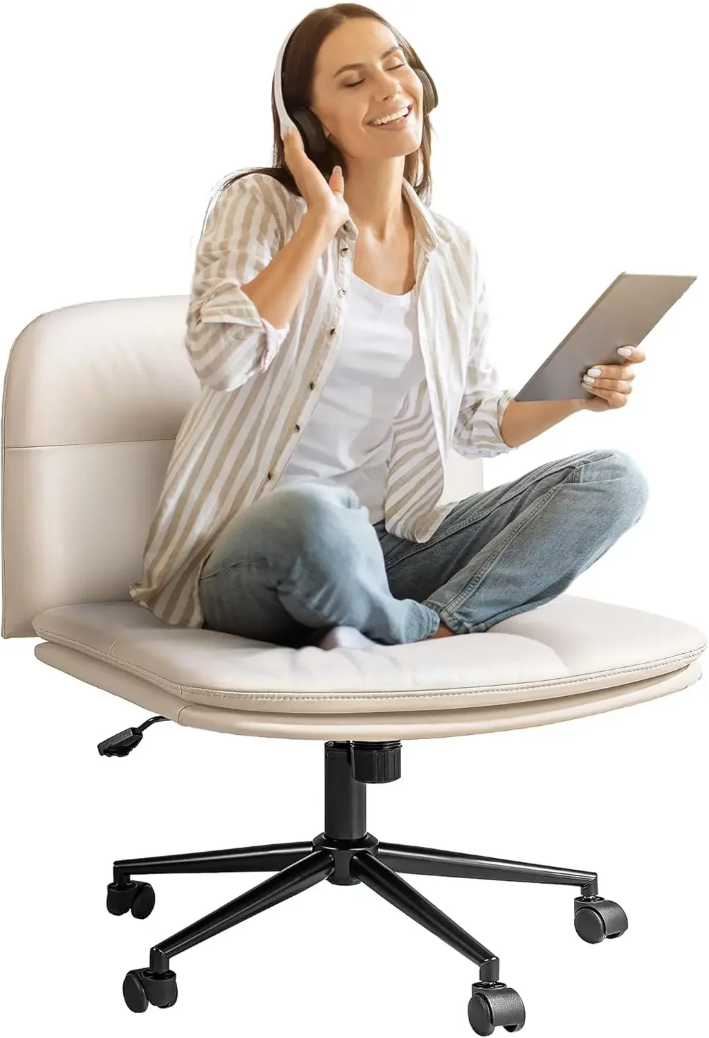 Chair Comfy Wide Seat Criss Cross Chair with Wheels Vanity Chair for Living Room Bedroom Study Room(White Light Beige)
Chair Comfy Wide Seat Criss Cross Chair with Wheels Vanity Chair for Living Room Bedroom Study Room(White Light Beige)