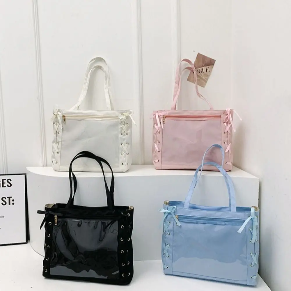 Single Badge Itabag Simple Itabag Cross Ribbon Lace-up Transparent Pocket PU Idol Merchandise Storage Shoulder Bag Women
Single Badge Itabag Simple Itabag Cross Ribbon Lace-up Transparent Pocket PU Idol Merchandise Storage Shoulder Bag Women