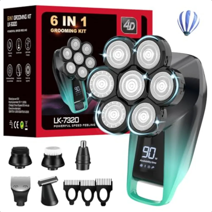 6 in 1 Electric Razor Waterproof Bald Head Shavers for Men Electric Mens Head Shaver with Nose Trimmer Cordl Shaving hine for F
6 in 1 Electric Razor Waterproof Bald Head Shavers for Men Electric Mens Head Shaver with Nose Trimmer Cordl Shaving hine for F