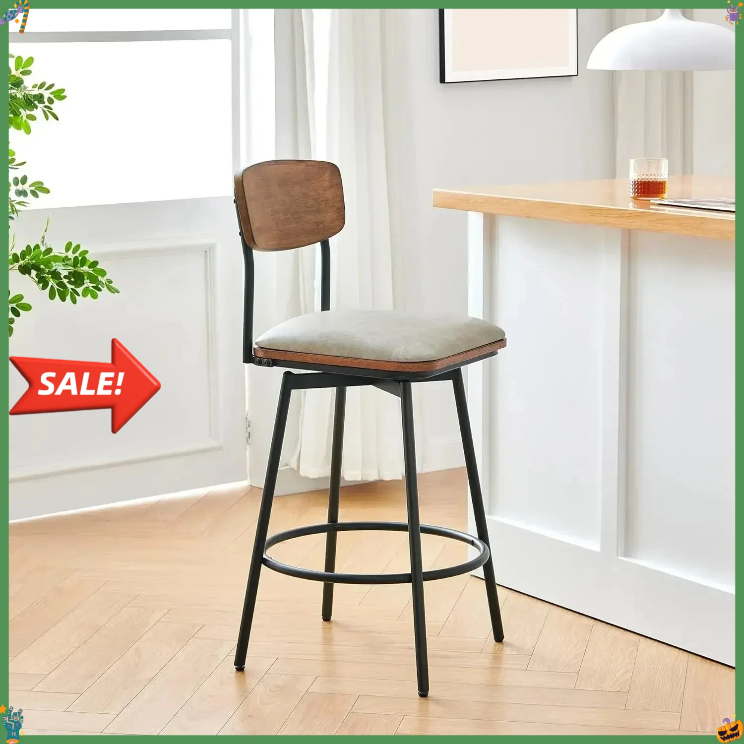 BestsellerSwivel Counter Height Bar Stools with Back, Faux Leather Upholstered Barstools Set of 3, 27" Seat Height,Sand GreyLimi
BestsellerSwivel Counter Height Bar Stools with Back, Faux Leather Upholstered Barstools Set of 3, 27" Seat Height,Sand GreyLimi