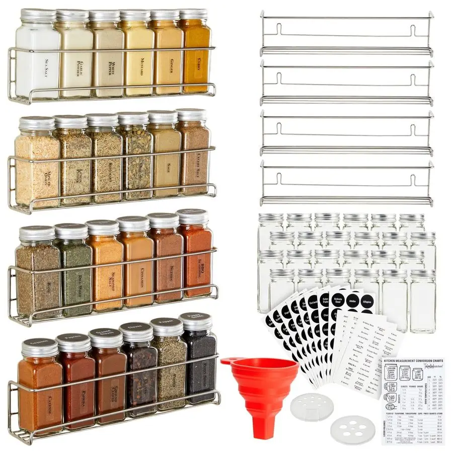 Kitchen Spice Rack Organizer 4 Stainless Steel WallMounted Racks 24 4 oz Glass Jars amp 269 Preprinted Labels, Chrome Kitchen am
Kitchen Spice Rack Organizer 4 Stainless Steel WallMounted Racks 24 4 oz Glass Jars amp 269 Preprinted Labels, Chrome Kitchen am