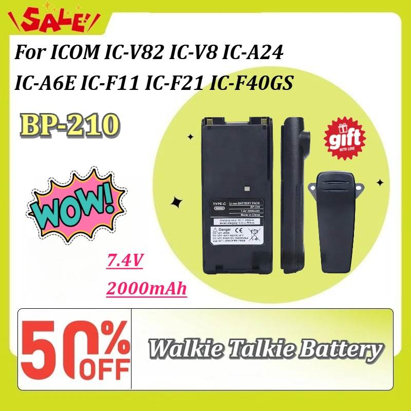 BP-210 2000mAh Type-C USB Replacement Li-ion Battery for ICOM IC-V82 IC-V8 IC-A24 IC-A6E IC-F11 IC-F21 IC-F40GS Two Way Radios
BP-210 2000mAh Type-C USB Replacement Li-ion Battery for ICOM IC-V82 IC-V8 IC-A24 IC-A6E IC-F11 IC-F21 IC-F40GS Two Way Radios