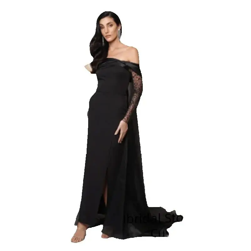 Элегантное кружевное платье для выпускного вечера с открытыми плечами по индивидуальному заказу, креп с рукавами 3/4, разрезом, русалка, вечернее платье в Саудовской Аравии
Элегантное кружевное платье для выпускного вечера с открытыми плечами по индивидуальному заказу, креп с рукавами 3/4, разрезом, русалка, вечернее платье в Саудовской Аравии