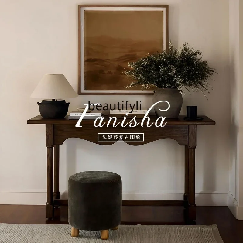 Q181 French Retro Entryway Table Solid Wood Wall-Mounted Side Table for Homestay Corridor Hallway Entryway Console
Q181 French Retro Entryway Table Solid Wood Wall-Mounted Side Table for Homestay Corridor Hallway Entryway Console