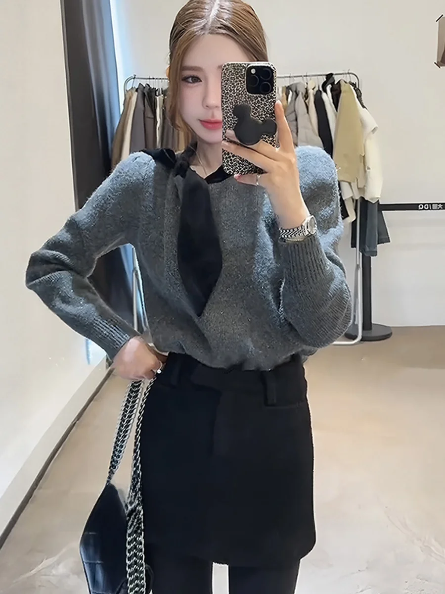 Korean Sle Glitter Knitted Sweater Women's Casual Autumn Winter New Faion Beautiful Small Top with Belt Loose Fit Long Sl...
Korean Sle Glitter Knitted Sweater Women's Casual Autumn Winter New Faion Beautiful Small Top with Belt Loose Fit Long Sl...