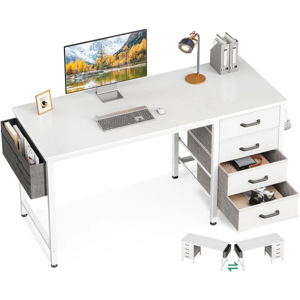 Computer Desk with 4 Fabric Drawers — Home Office Desks with Storage, Writing Desk with Side Hook and Cloth Bag
Computer Desk with 4 Fabric Drawers — Home Office Desks with Storage, Writing Desk with Side Hook and Cloth Bag