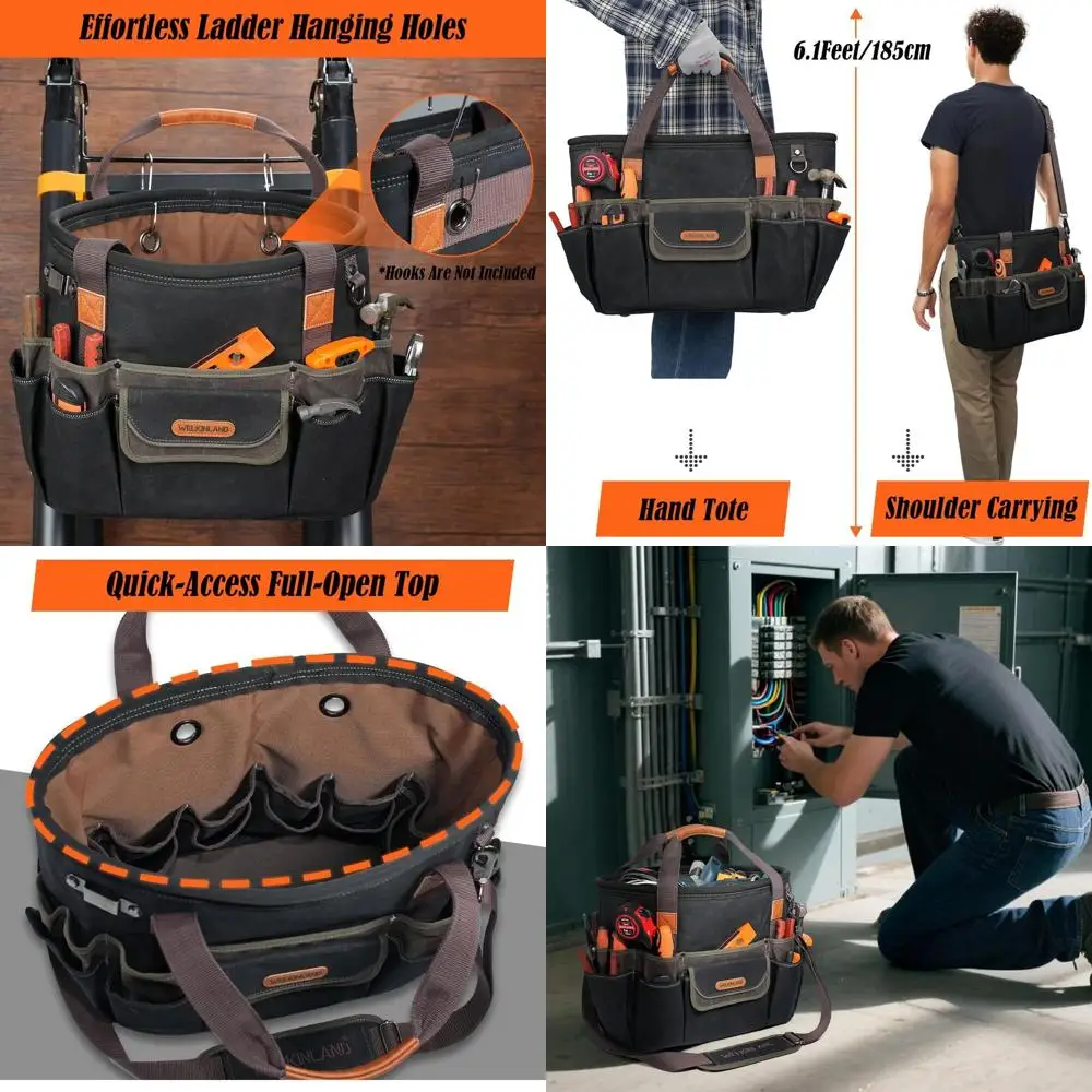 16 Heavy-Duty Waxed Canvas Electrician Tool Bag, Open Top Design for Easy Access, Ideal for HVAC Services
16 Heavy-Duty Waxed Canvas Electrician Tool Bag, Open Top Design for Easy Access, Ideal for HVAC Services