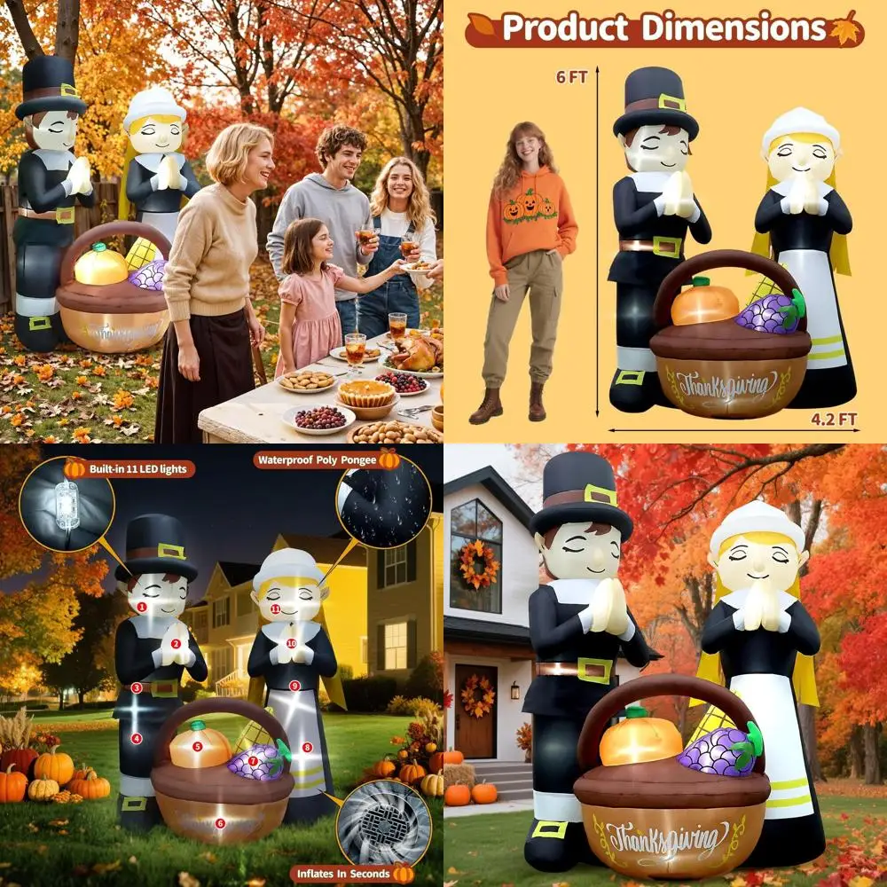 Lighted Thanksgiving Inflatable Boy and Girl with Basket, 11 LED Lights, Outdoor Fall Decorations for Autumn Holiday Party Yard
Lighted Thanksgiving Inflatable Boy and Girl with Basket, 11 LED Lights, Outdoor Fall Decorations for Autumn Holiday Party Yard