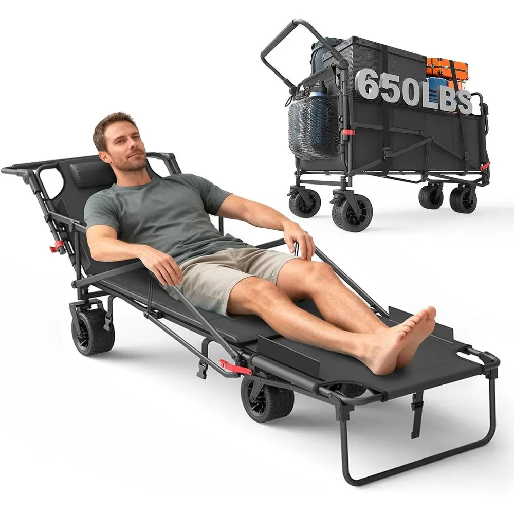 Collapsible Cart, 650lb Capacity, All-Terrain Wheels with Brakes & Side Baskets (Gray)
Collapsible Cart, 650lb Capacity, All-Terrain Wheels with Brakes & Side Baskets (Gray)