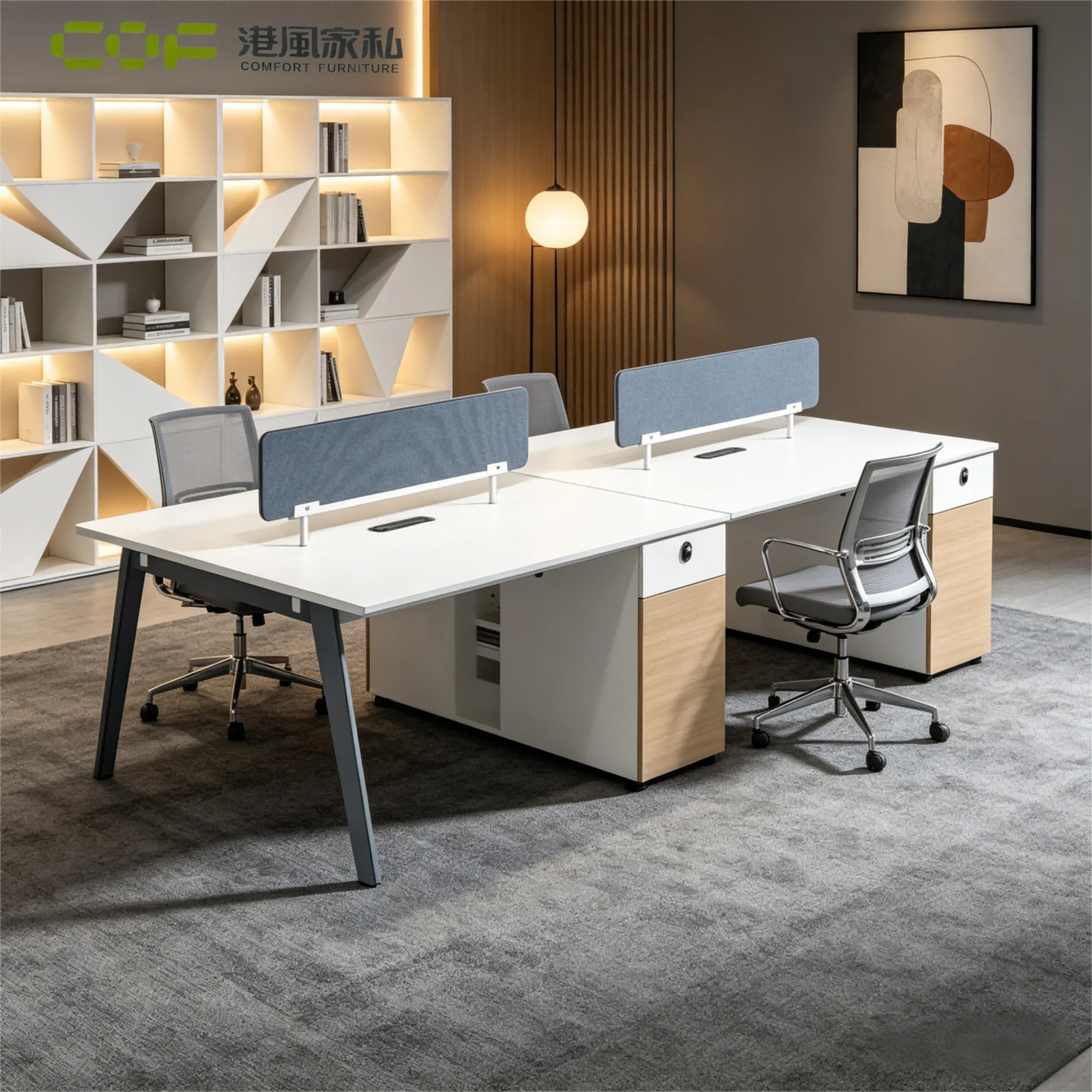 Wooden Office Desk Partition Workstation 4 Legged Adjustable Desks 4 Persons Workstations Customized Workstations
Wooden Office Desk Partition Workstation 4 Legged Adjustable Desks 4 Persons Workstations Customized Workstations