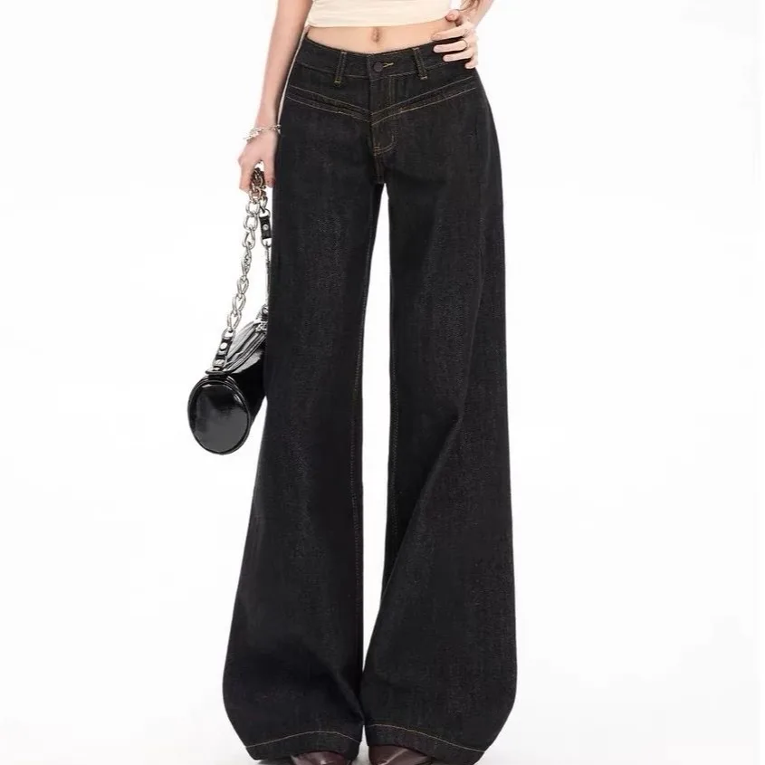 Y2K American Retro Black High Waisted Jeans Loose Slimming Straight Leg Wide Leg Pants Lazy Feeling for Women
Y2K American Retro Black High Waisted Jeans Loose Slimming Straight Leg Wide Leg Pants Lazy Feeling for Women