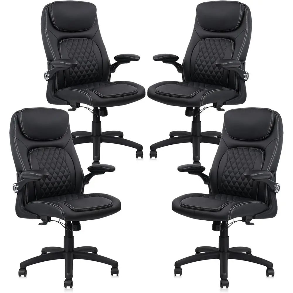 4-Piece Ergonomic Leather Desk Chair Set with Adjustable Arms, Swivel, Rocking, and Rolling for Home Office or Study - Black
4-Piece Ergonomic Leather Desk Chair Set with Adjustable Arms, Swivel, Rocking, and Rolling for Home Office or Study - Black