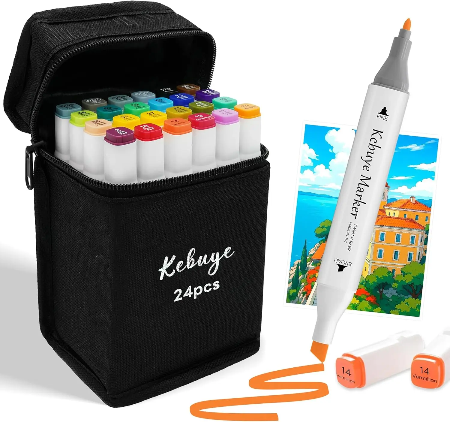 24 Color Alcohol Markers Set - Dual Tip Art Markers for Coloring, Blending & Drawing - No Bleed, Perfect for Artists & Adults
24 Color Alcohol Markers Set - Dual Tip Art Markers for Coloring, Blending & Drawing - No Bleed, Perfect for Artists & Adults