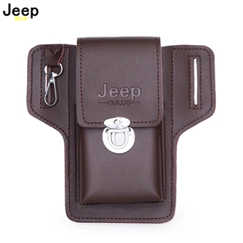 JEEP BULUO 남성용 휴대폰 케이스 커버, 홀스터 크로스 스루 벨트, 허리 가방, 지갑, 가죽, 빈티지, 여행, 하이킹