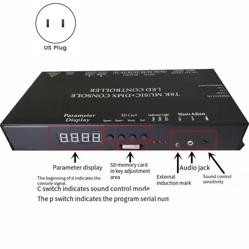 A37T-WS2811 WS2815 For RGBIC SPI-TTL Led Strip Light Module Controller T8K Music+DMX Console 8 Channels Port With Mic In
A37T-WS2811 WS2815 For RGBIC SPI-TTL Led Strip Light Module Controller T8K Music+DMX Console 8 Channels Port With Mic In