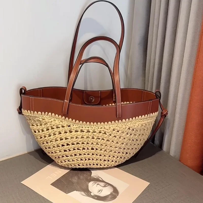 Women's Straw Hand-woven Bag Large Capacity Adjustable Shoulder Straw Underarm Dumpling Shoulder Bag Summer Beach Bucket Bag
Women's Straw Hand-woven Bag Large Capacity Adjustable Shoulder Straw Underarm Dumpling Shoulder Bag Summer Beach Bucket Bag