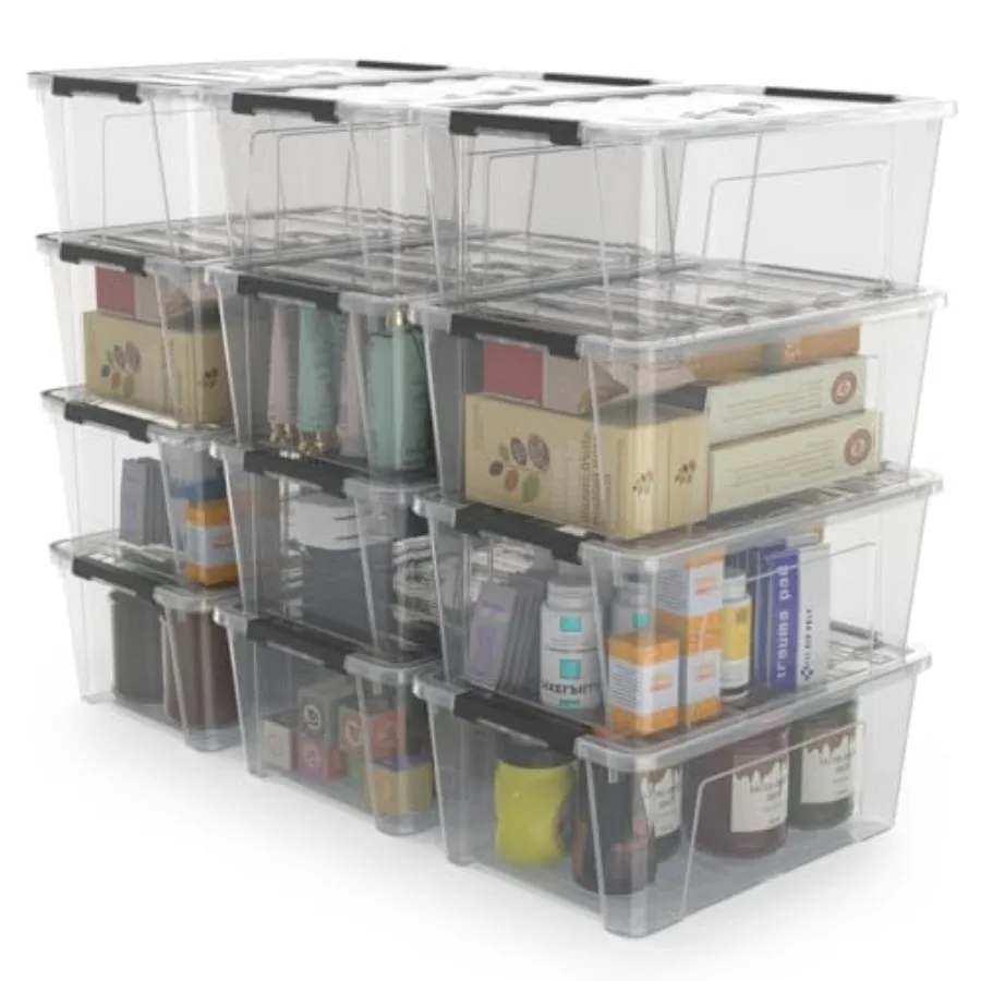 12 Pack Small 5-Quart Clear Plastic Storage Bins with Lids and Latch Buckles Storage Organizer Container with Handle
12 Pack Small 5-Quart Clear Plastic Storage Bins with Lids and Latch Buckles Storage Organizer Container with Handle