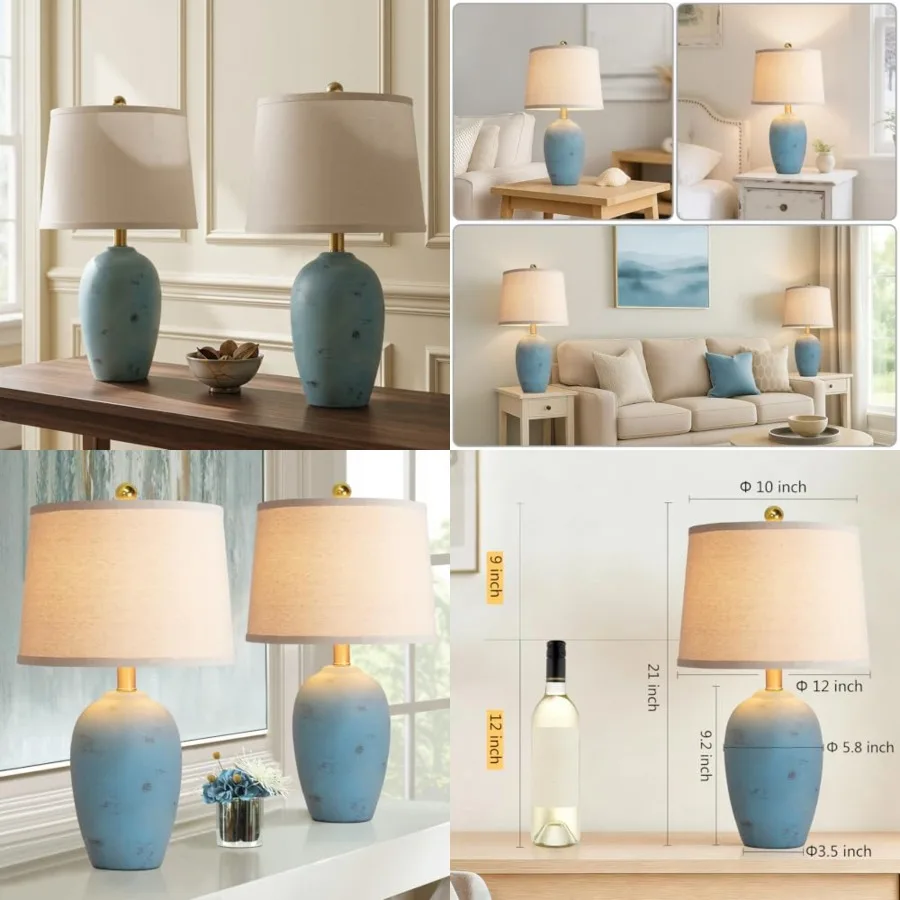 21'' Set of 2 Coastal Small Ceramic Lamps for Bedroom, Traditional Nightstand Bedside Desk Table Lamp for Living Room Office Do
21'' Set of 2 Coastal Small Ceramic Lamps for Bedroom, Traditional Nightstand Bedside Desk Table Lamp for Living Room Office Do