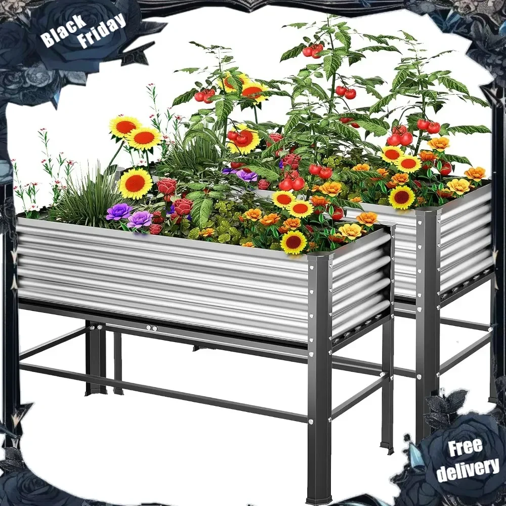 2PCS Raised Garden Bed with Legs, 48×24×32in Large Outdoor Metal Galvanized Garden Planting Box, 600lb Capacity for Vegetables
2PCS Raised Garden Bed with Legs, 48×24×32in Large Outdoor Metal Galvanized Garden Planting Box, 600lb Capacity for Vegetables