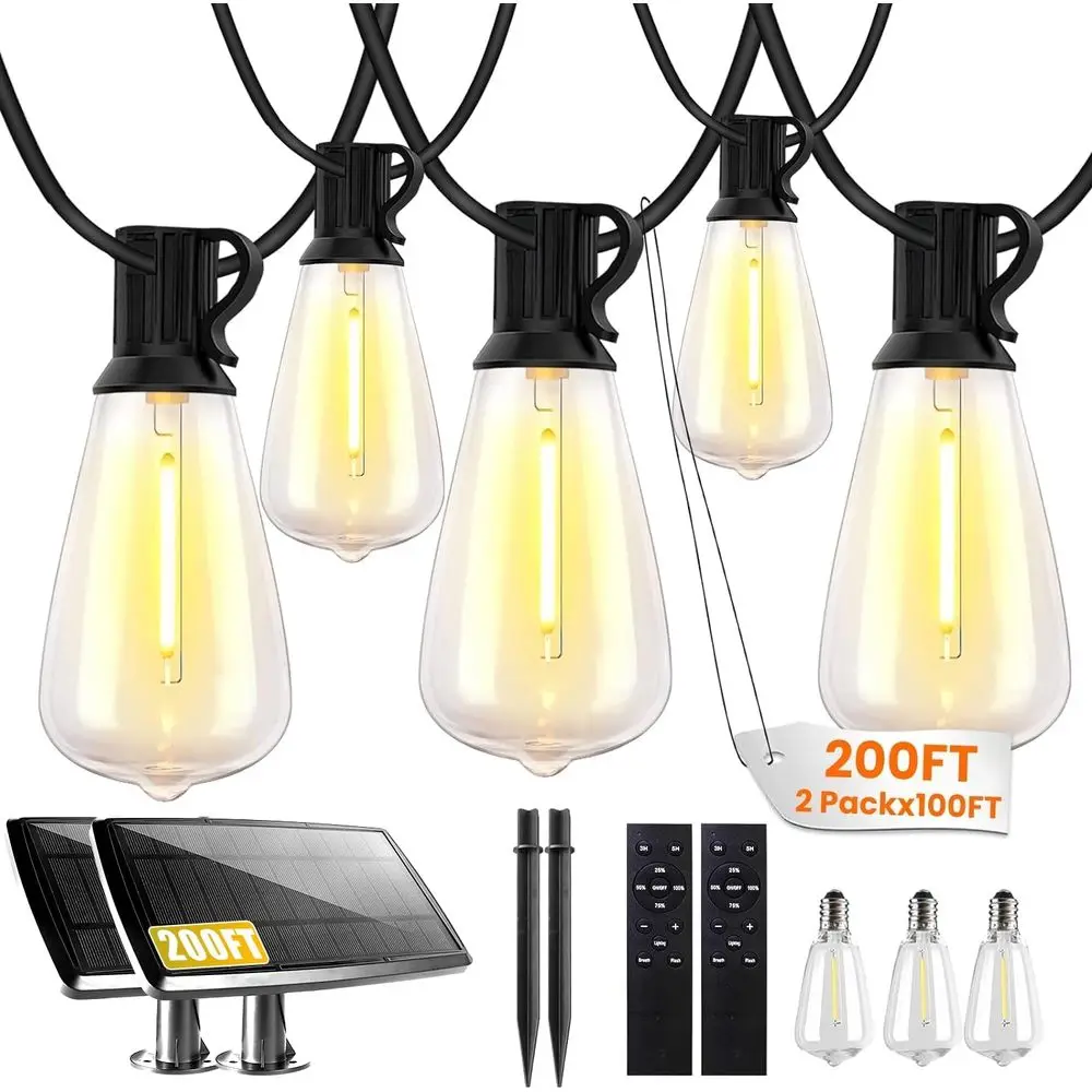 60+2 Dimmable ST38 Edison Bulbs Outdoor Waterproof String Lights with Remote Control for Patio and Garden
60+2 Dimmable ST38 Edison Bulbs Outdoor Waterproof String Lights with Remote Control for Patio and Garden