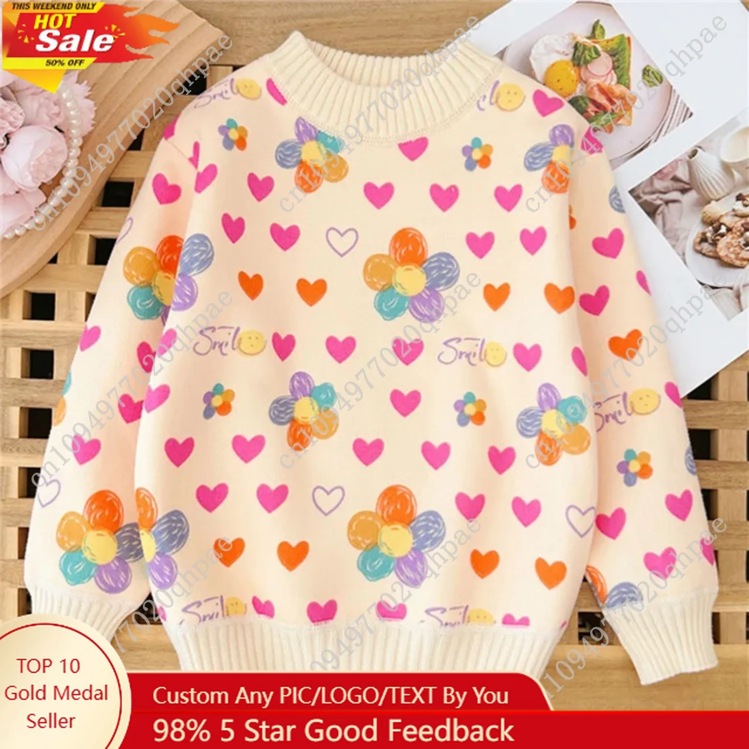 Girls' Sweater Autumn/Winter New Thickened Fashion Children's Knitted Sweater Girls' Top Sweet and Cute
Girls' Sweater Autumn/Winter New Thickened Fashion Children's Knitted Sweater Girls' Top Sweet and Cute