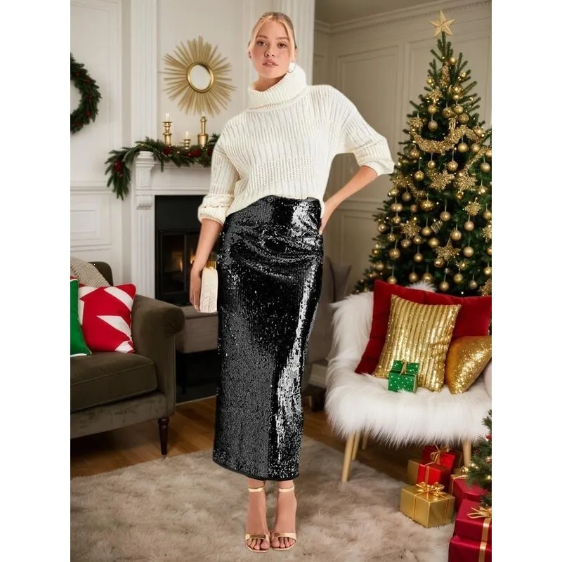 Glamorous Sequin Midi Skirt Shiny Half-length Skirt Women's Fashion Spring Collection Neutral Design Special Fabric Material
Glamorous Sequin Midi Skirt Shiny Half-length Skirt Women's Fashion Spring Collection Neutral Design Special Fabric Material