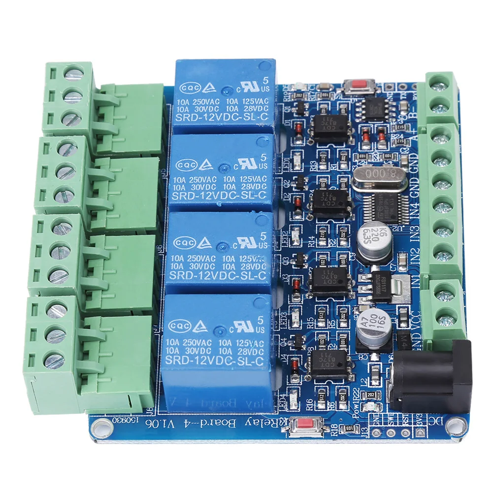 4 Channel Relay Module DC 12V Relay 4 Channel Relay Board STM8S103F3 Microcontroller 7.8x7.7x1.8cm
4 Channel Relay Module DC 12V Relay 4 Channel Relay Board STM8S103F3 Microcontroller 7.8x7.7x1.8cm