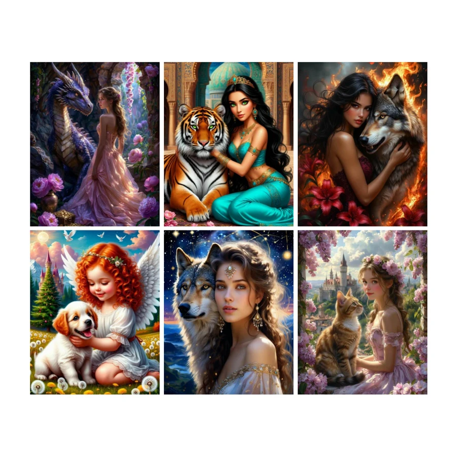 Woman and Animals Diy Diamond Art For Adults Painting Kits Tiger Cat Dog Dragon Wolf Full Drill Mosaic Embroidery Picture
Woman and Animals Diy Diamond Art For Adults Painting Kits Tiger Cat Dog Dragon Wolf Full Drill Mosaic Embroidery Picture