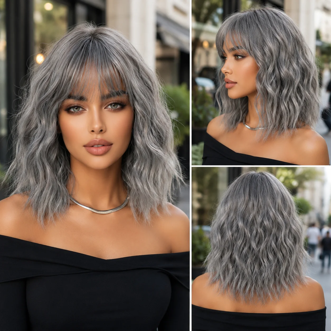 Silver Gray Wavy Bob Wig With Bangs Synthetic Hair Short Wavy Wig For Women Daily Cosplay Heat Resistant
Silver Gray Wavy Bob Wig With Bangs Synthetic Hair Short Wavy Wig For Women Daily Cosplay Heat Resistant