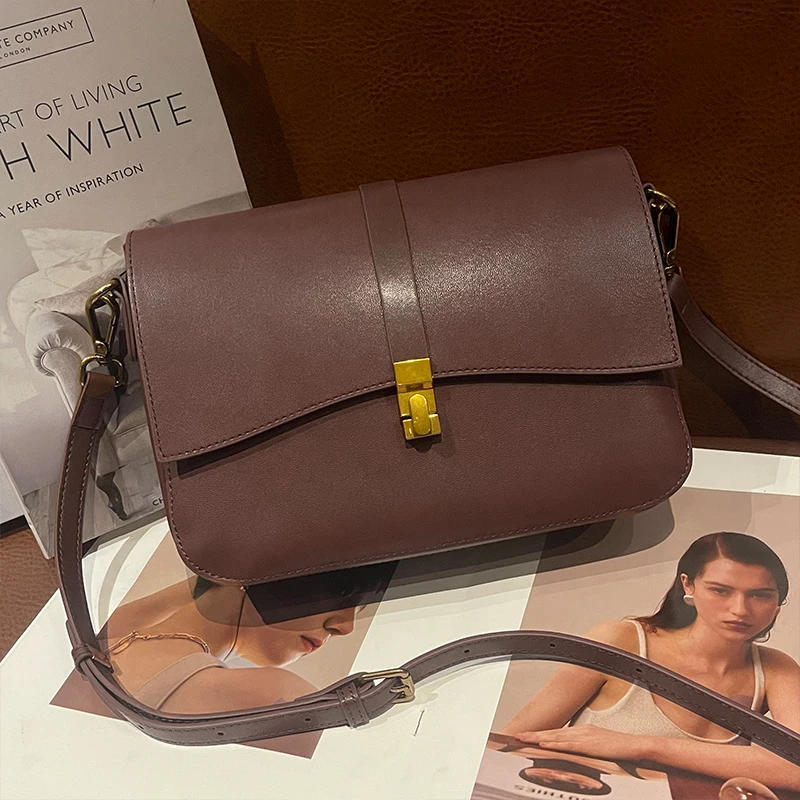 Women's Natural Cow Leather Handbags Lady High Quality Commuter Shoulder Bags Female Luxury Designer Cowhide Retro Crossbody Bag
Women's Natural Cow Leather Handbags Lady High Quality Commuter Shoulder Bags Female Luxury Designer Cowhide Retro Crossbody Bag