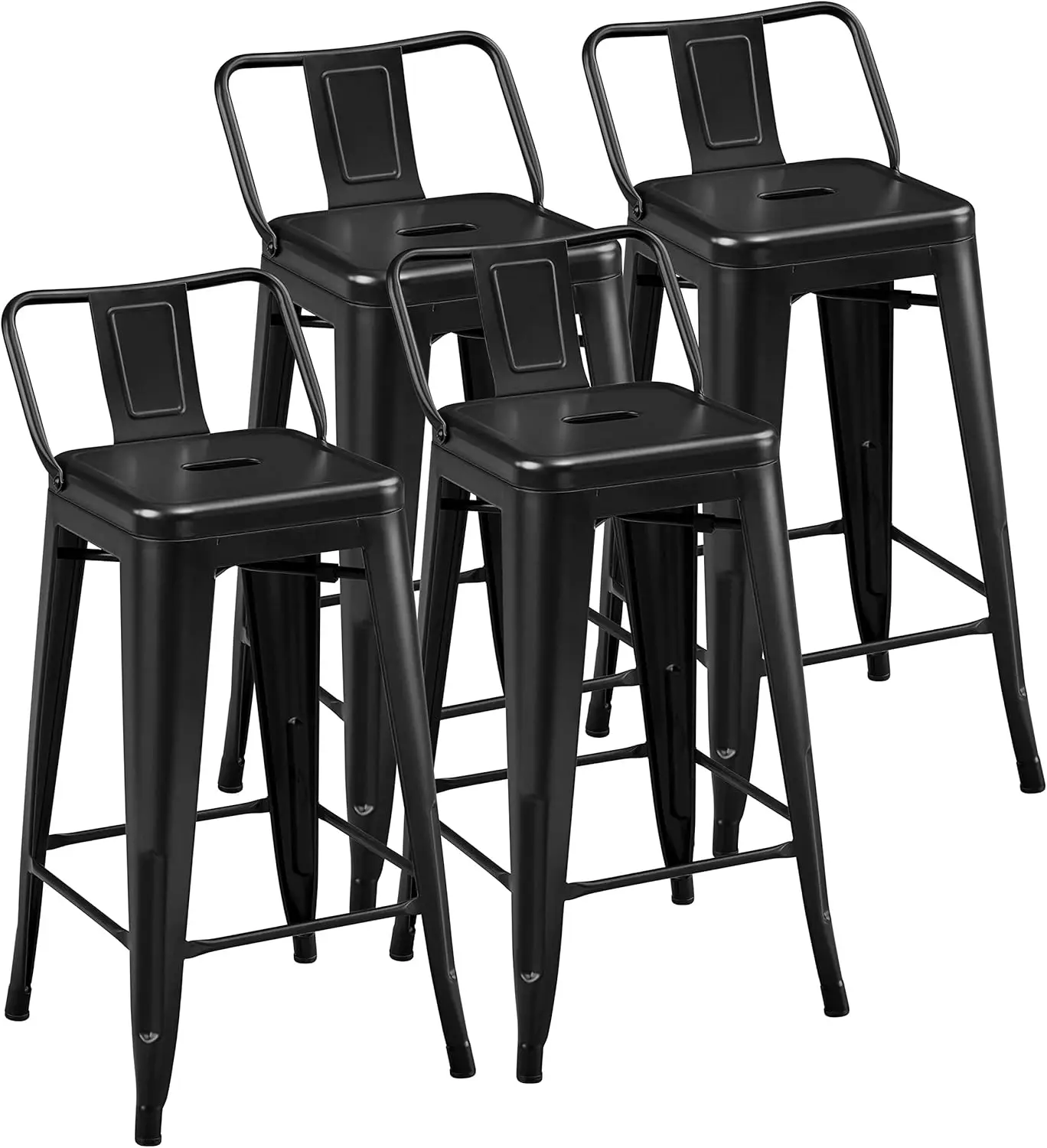 Set of 4 Metal Counter Height Stools with Backrest and Footrest, Matte Black for Indoor/Outdoor Use
Set of 4 Metal Counter Height Stools with Backrest and Footrest, Matte Black for Indoor/Outdoor Use