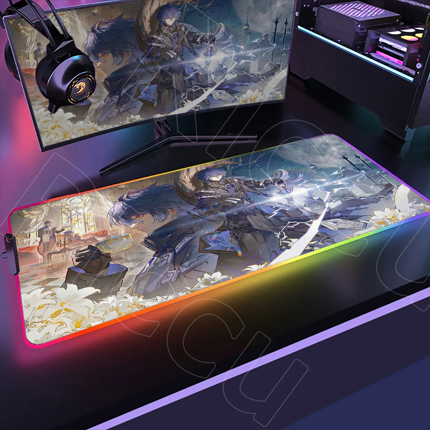 New Genshin Impact Flins RGB Glowing Mouse Pad XXL Gaming Non-slip Keyboard Mats Office Table Protect Cushion With LED Backlight
New Genshin Impact Flins RGB Glowing Mouse Pad XXL Gaming Non-slip Keyboard Mats Office Table Protect Cushion With LED Backlight