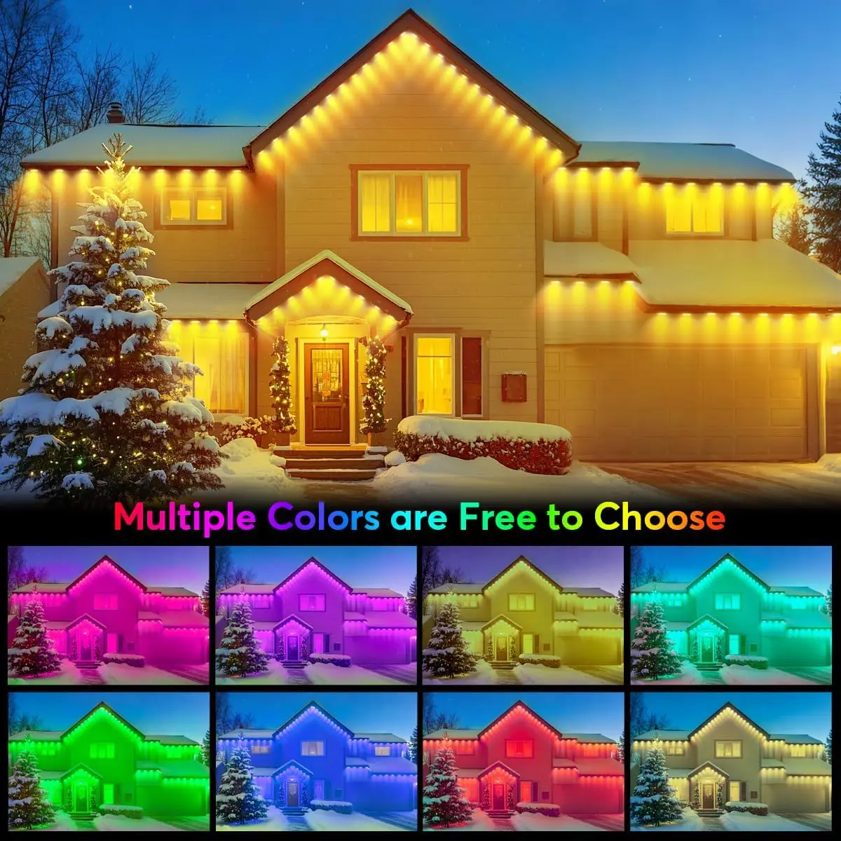 RGB Smart Outdoor Eaves Lights App Remote Control IP68 Waterproof Year Round Roof Lighting Color Changing Easy Installation
RGB Smart Outdoor Eaves Lights App Remote Control IP68 Waterproof Year Round Roof Lighting Color Changing Easy Installation