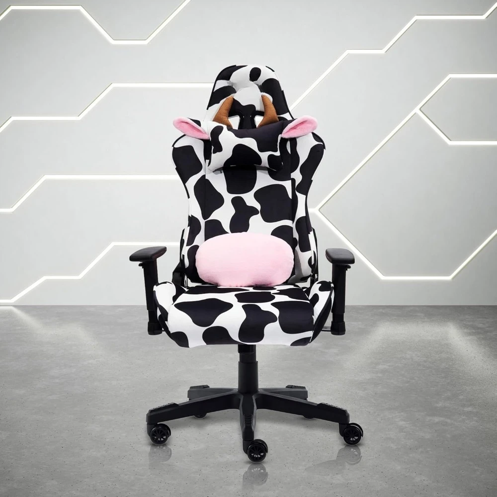 Gaming Chair - Black White Cow Print -Lumbar Support, Decorative Horns & Ears, 300 Lbs Capacity,Ergonomic Office Computer Chair
Gaming Chair - Black White Cow Print -Lumbar Support, Decorative Horns & Ears, 300 Lbs Capacity,Ergonomic Office Computer Chair
