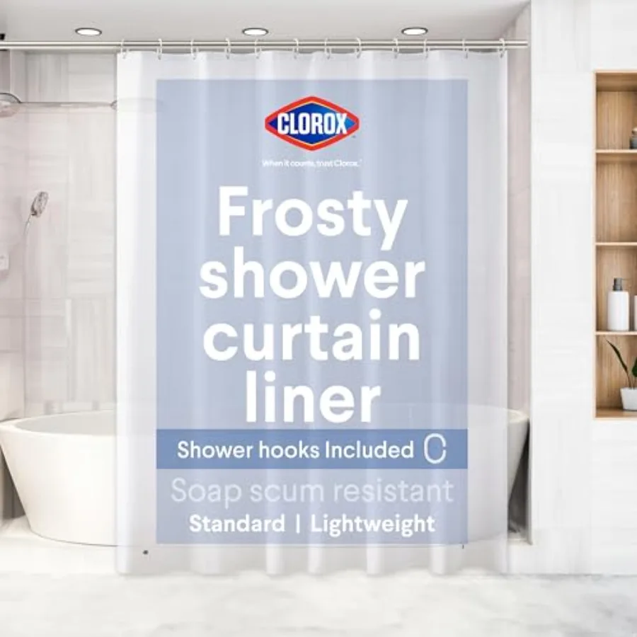Shower Curtain Liner and Hooks, Premium Lightweight Flexible Waterproof 4g PEVA for Bathroom with Weighted Magnets, Standard Si
Shower Curtain Liner and Hooks, Premium Lightweight Flexible Waterproof 4g PEVA for Bathroom with Weighted Magnets, Standard Si