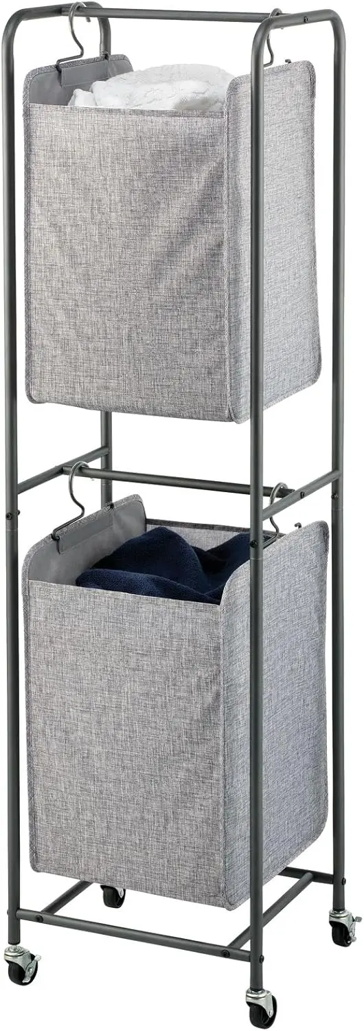 Vertical Stacked Laundry Hamper with Wheels, Portable, 2 Removable Bags for Organizing Clothes - Strong Metal Frame
Vertical Stacked Laundry Hamper with Wheels, Portable, 2 Removable Bags for Organizing Clothes - Strong Metal Frame