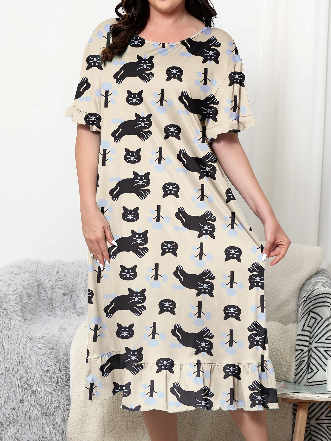 Plus size dress, knee length dress, cartoon style for home and casual wear, can be worn externally. Plus size 1-5XL 2024 new dre
Plus size dress, knee length dress, cartoon style for home and casual wear, can be worn externally. Plus size 1-5XL 2024 new dre
