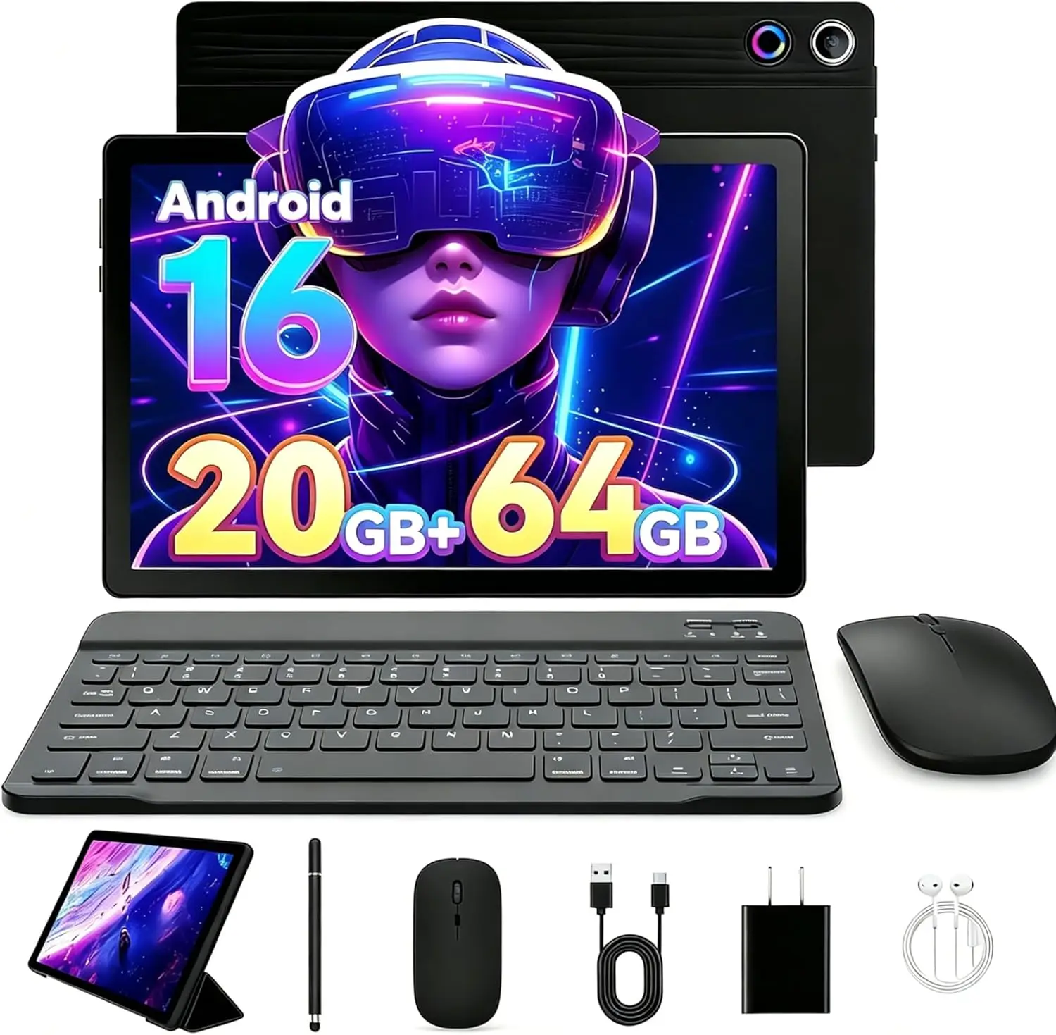 2026 Android 16 Tablet 10.1" IPS HD, 64GB+1TB, 8-in-1 Kit with Keyboard, Mouse, Case, Stylus, BT 5.4, WiFi 6
2026 Android 16 Tablet 10.1" IPS HD, 64GB+1TB, 8-in-1 Kit with Keyboard, Mouse, Case, Stylus, BT 5.4, WiFi 6