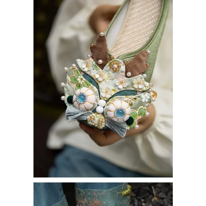 Chinese Style Beaded Flats Women's Adult Spring and Summer Retroflats Toe-cap Half Slippers Elegant Casual Cloth Shoes
Chinese Style Beaded Flats Women's Adult Spring and Summer Retroflats Toe-cap Half Slippers Elegant Casual Cloth Shoes