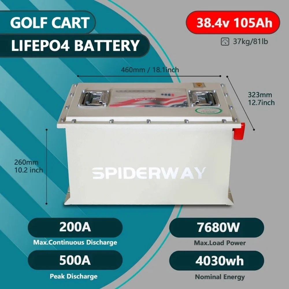 Литиевая батарея LiFePO4 для гольф-кара 36 В, 105 Ач с быстрым зарядным устройством 36 В, 25 А для EZGO TXT
Литиевая батарея LiFePO4 для гольф-кара 36 В, 105 Ач с быстрым зарядным устройством 36 В, 25 А для EZGO TXT