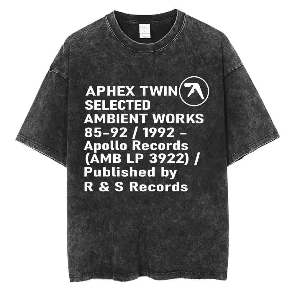 Washed Vintage Aphex Twin Selected Ambient Works 85 92 Letter Print T Shirt Men Women Fashion Oversized Short Sleeve T-shirts 
Washed Vintage Aphex Twin Selected Ambient Works 85 92 Letter Print T Shirt Men Women Fashion Oversized Short Sleeve T-shirts