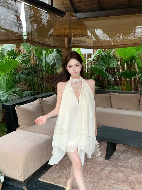 Pure Desire Lace Knot Neck Hanging Dress Women Summer 2026 New Spicy Backless Asymmetrical Chiffon Skirt
Pure Desire Lace Knot Neck Hanging Dress Women Summer 2026 New Spicy Backless Asymmetrical Chiffon Skirt