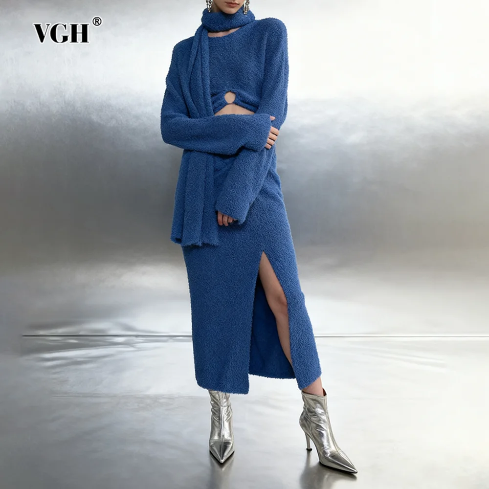 VGH Дизайнерские комплекты из двух предметов для похудения для женщин с круглым вырезом и длинными рукавами, топ с высокой талией, юбка, однотонный шикарный комплект, женский новый
VGH Дизайнерские комплекты из двух предметов для похудения для женщин с круглым вырезом и длинными рукавами, топ с высокой талией, юбка, однотонный шикарный комплект, женский новый