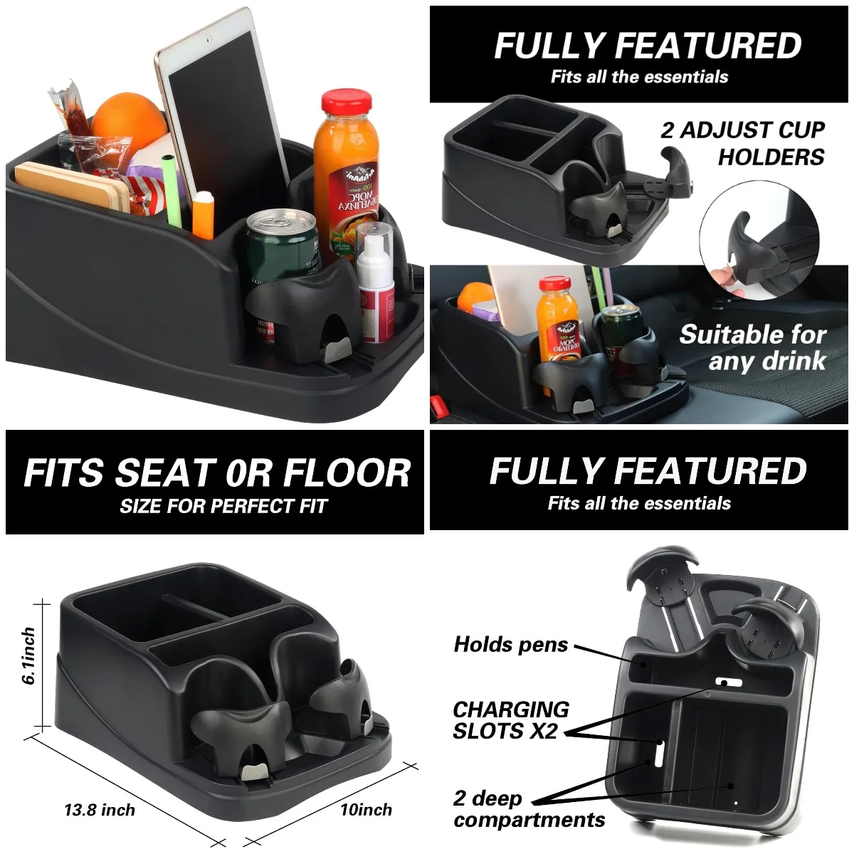 Center Console Organizer with 2 Adjustable Cup Holders, Universal Fit for Car Truck RV Van SUV (Black)
Center Console Organizer with 2 Adjustable Cup Holders, Universal Fit for Car Truck RV Van SUV (Black)