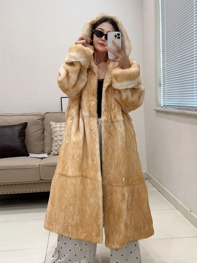 Women Winter Natural Full Pelt Fur Jacket Whole Hooded Real Rabbit Leather Coat Women Long Clothing Female Outerwear
Women Winter Natural Full Pelt Fur Jacket Whole Hooded Real Rabbit Leather Coat Women Long Clothing Female Outerwear